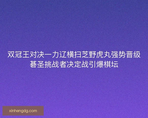 双冠王对决一力辽横扫芝野虎丸强势晋级碁圣挑战者决定战引爆棋坛
